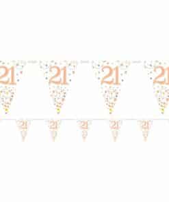 White & Rose Gold 21st Foil Bunting