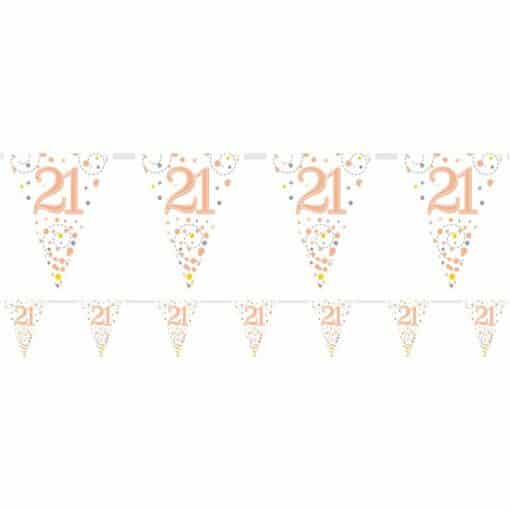 White & Rose Gold 21st Foil Bunting