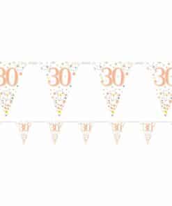 White & Rose Gold 30th Foil Bunting
