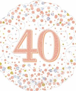 White & Rose Gold 40th Foil Balloon