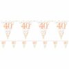 White & Rose Gold 40th Foil Bunting