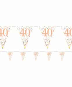White & Rose Gold 40th Foil Bunting