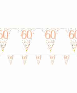 White & Rose Gold 60th Foil Bunting