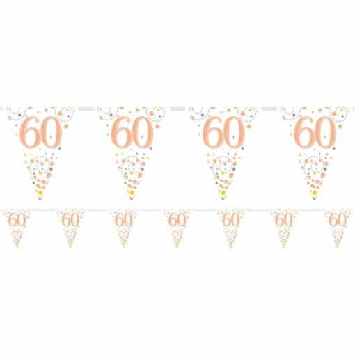 White & Rose Gold 60th Foil Bunting