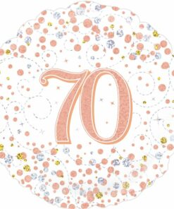 White & Rose Gold 70th Foil Balloon