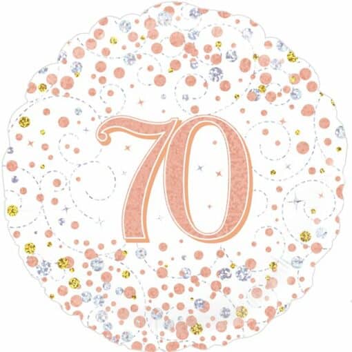 White & Rose Gold 70th Foil Balloon