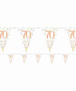 White & Rose Gold 70th Foil Bunting