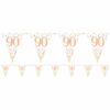 White & Rose Gold 90th Foil Bunting