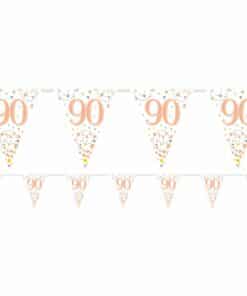 White & Rose Gold 90th Foil Bunting