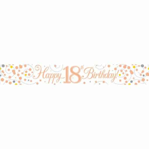 White & Rose Gold 'Happy 18th Birthday' Banner