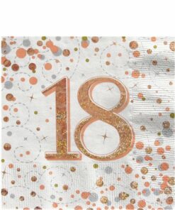 White & Rose Gold Happy 18th Birthday Napkins