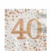 White & Rose Gold Happy 40th Birthday Napkins