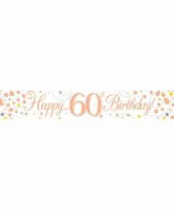 White & Rose Gold 'Happy 60th Birthday' Banner