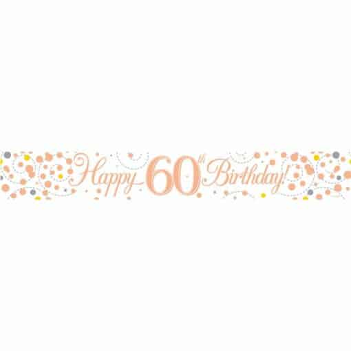 White & Rose Gold 'Happy 60th Birthday' Banner