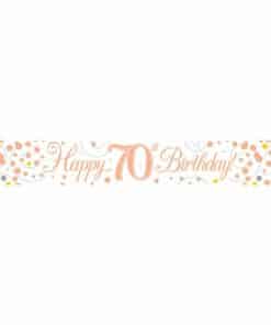 White & Rose Gold 'Happy 70th Birthday' Banner
