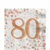 White & Rose Gold Happy 80th Birthday Napkins