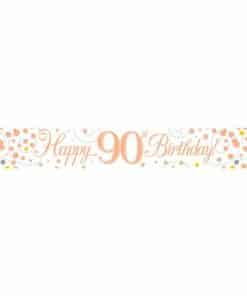White & Rose Gold 'Happy 90th Birthday' Banner