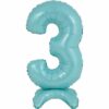Pastel Blue Number 3 Shaped Stand Up Balloon