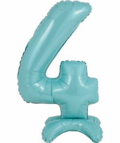 Pastel Blue Number 4 Shaped Stand Up Balloon