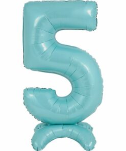 Pastel Blue Number 5 Shaped Stand Up Balloon