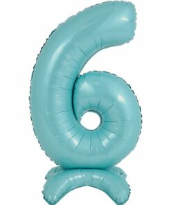 Pastel Blue Number 6 Shaped Stand Up Balloon