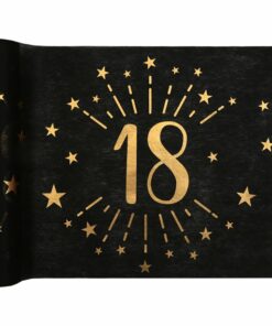 18th Black Metallic Fabric Table Runner