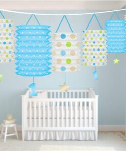Alternative view of 1st Birthday Blue Mix Lantern Garland Decoration - 3.6m