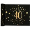 40th Black Metallic Fabric Table Runner