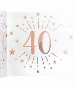 40th White Metallic Fabric Table Runner