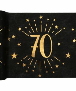70th Black Metallic Fabric Table Runner