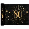 80th Black Metallic Fabric Table Runner