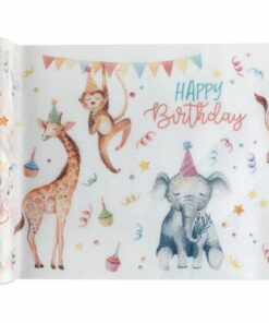 Alternative view of Animal Happy Birthday Fabric Table Runner - 5m