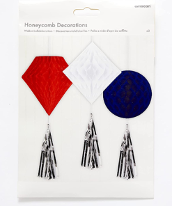 Red, White & Blue Honeycomb Decorations with Tassels