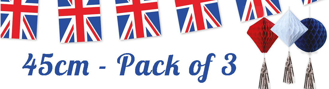 Red White & Blue Honeycomb Decorations with Tassels