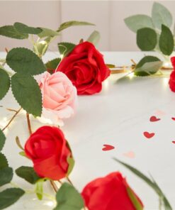 Alternative view of Rose Foliage Garland with String Lights - 1.8m