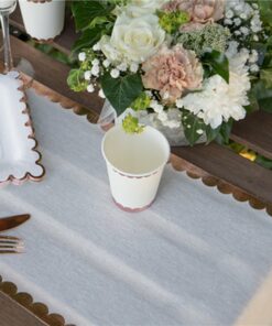 Scalloped Rose Gold Linen Table Runner