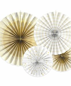 Alternative view of White & Gold Mix Fan Decorations (Pk 4)