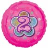 Age 2 Pink Flowers Balloon