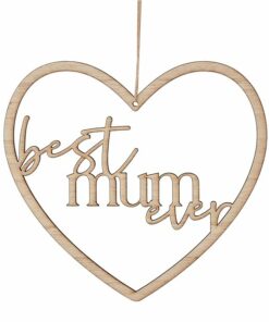 Alternative view of Best Mum Ever Wooden Heart Wreath