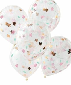 Alternative view of Floral Confetti Latex Balloons - 12" (Pk 5)