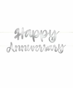 Happy Anniversary Silver Paper Banner