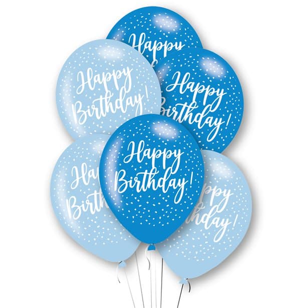 Happy Birthday Blue Latex Balloons & Birthday Banners