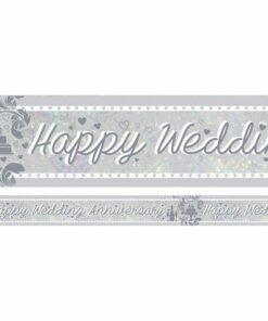 Holographic 'Happy Wedding Anniversary' Foil Banner