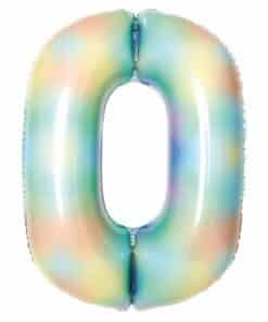 Number 0 Pastel Rainbow Foil Balloon