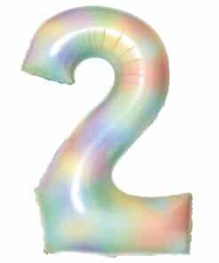 Number 2 Pastel Rainbow Foil Balloon