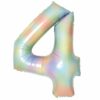 Number 4 Pastel Rainbow Foil Balloon