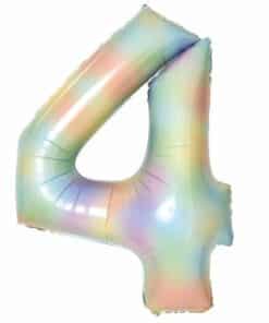 Number 4 Pastel Rainbow Foil Balloon