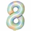 Number 8 Pastel Rainbow Foil Balloon