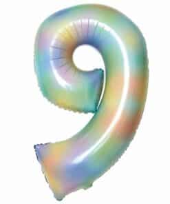 Number 9 Pastel Rainbow Foil Balloon
