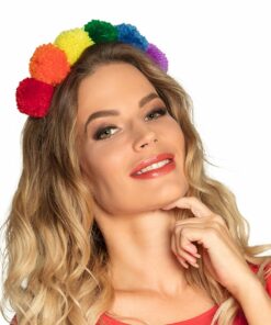 Rainbow Pompom Headband